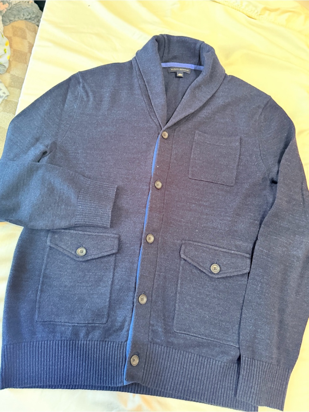 Banana Republic Men's Navy Shawl-Collar Cardigan